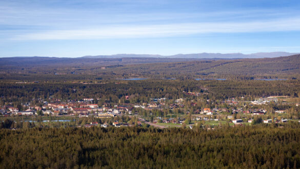 Landskapsbild över Malung-Sälens centrum.